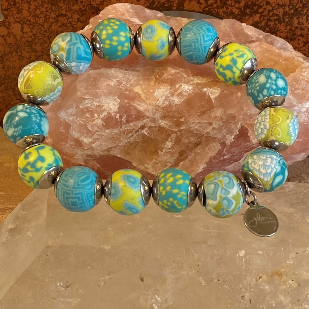Jilzora Premium Clay Bead Stretch Bracelet - Teal